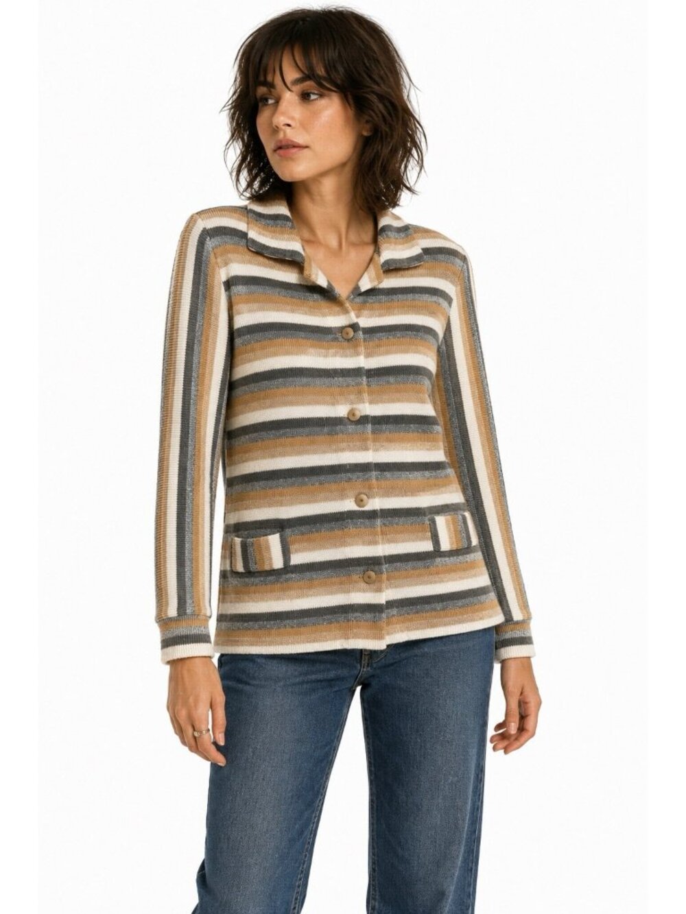 vintage 70s STRIPED CARDIGAN SWEATER XL retro cool girl academia collegiate